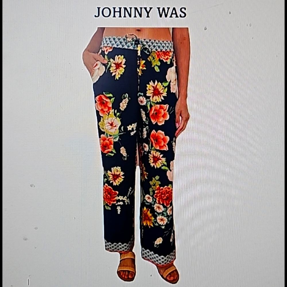 JOHNNY WAS Floral Border Split Pant Beach Perfect, Tropical Vibes, Vacation NWT
